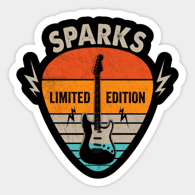 Vintage Sparks Name Guitar Pick Limited Edition Birthday Sticker by Monster Mask